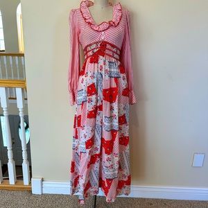 Candi Jones California Vintage Long Sleeve Dress Small 70’s